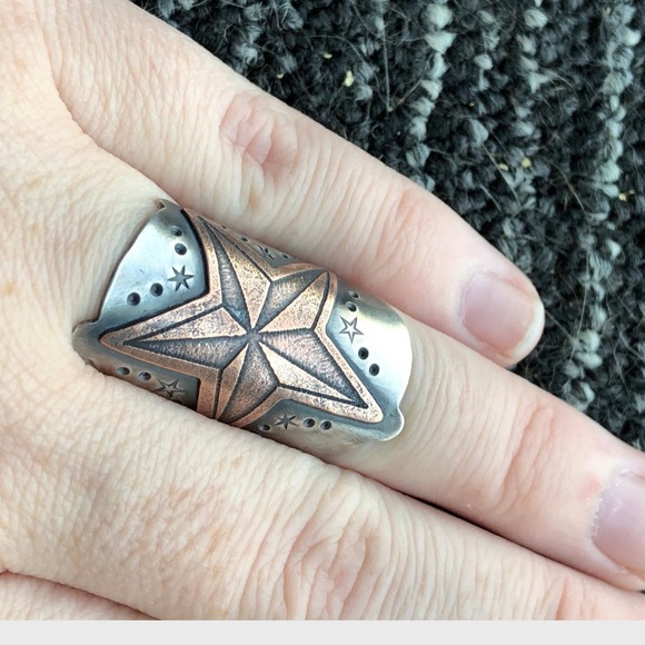 Artisan Custom Made Sterling Silver and Copper Saddle Ring size 6.5-7 - Picture 2 of 6